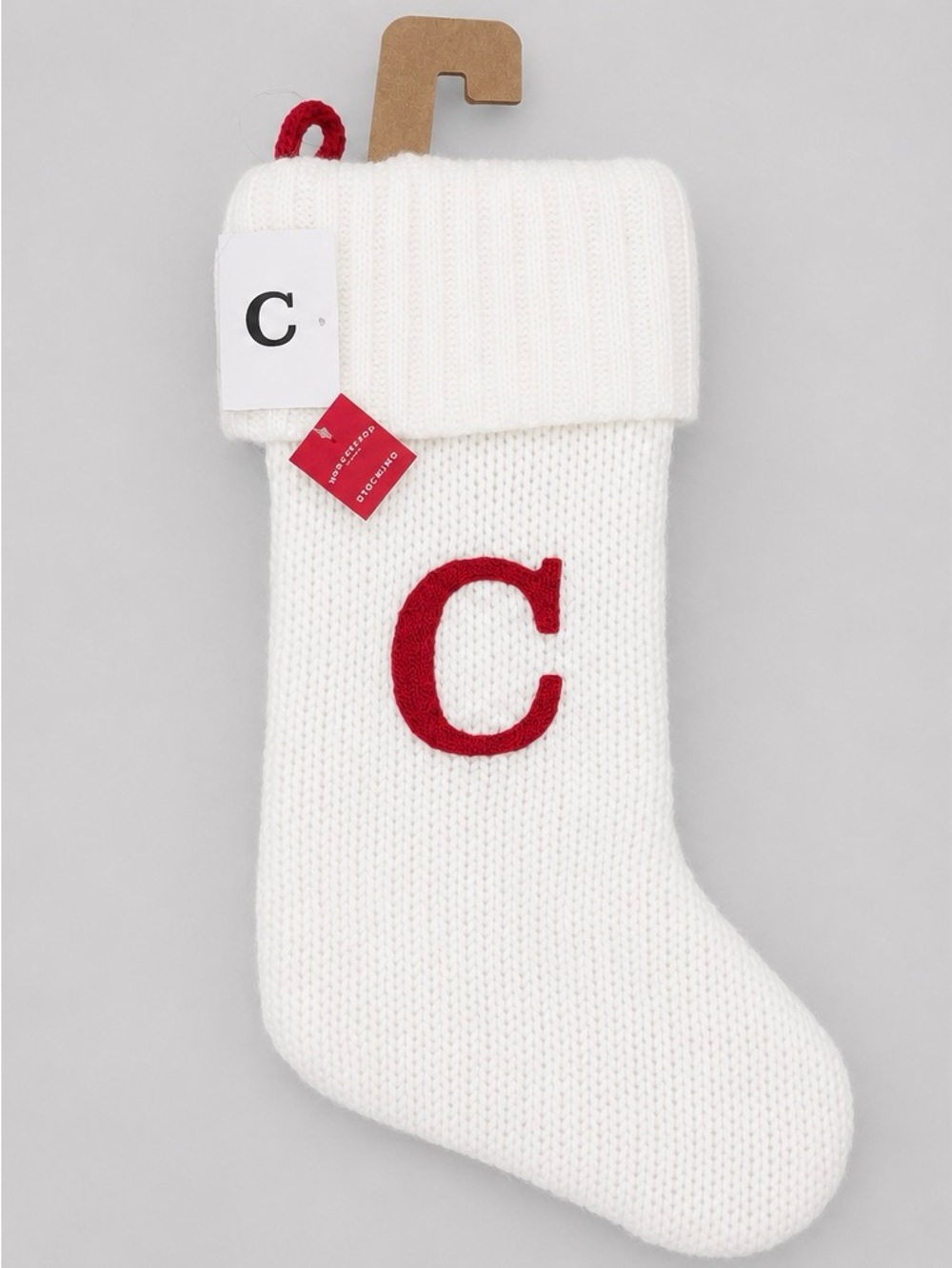 Target Wondershop Monogram Letter C Knit Christmas Stocking – White & Red – Bran